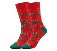 Generisch Chaussettes de Noël pour hommes et femmes, chaussettes amusantes et mignonnes avec motifs de Père Noël, renne, bonhomme de neige, bonbons, chaussettes de Noël pour hommes 43-46 courtes