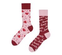 Generisch Chaussettes de Saint-Valentin 2026 pour femme en forme de cœur, chaussettes mi-longues de couleur contrastée, Rose, taille unique