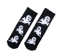 Generisch Chaussettes de sport noires pour homme et femme en velours corail, chaussettes de sol chaudes, mi-velours, chaussettes de sommeil phosphorescentes avec slip-spinners, chaussettes de sommeil