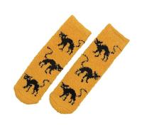Generisch Chaussettes de sport noires pour homme et femme en velours corail, chaussettes de sol chaudes, mi-velours, chaussettes de sommeil phosphorescentes avec slip-spinners, chaussettes de sommeil