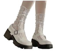 Generisch Chaussettes de tennis femmes jambières gothique tricot chaussettes longues leggings guêtres genoux hiver manchette cheville tas chaussette bas autofixants couture arrière, Blanc., taille