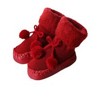 Generisch Chaussettes d'hiver chaudes pour bébé en velours corail, chaussettes chaudes, oreilles en peluche, chaussettes hautes pour adultes et enfants, chaussures clignotantes pour filles, rouge, 21