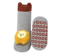 Generisch Chaussettes d'hiver pour bébé - Super épaisses et antidérapantes - 3D - Velours corail - Chaussons chauds pour nouveau-né, gris, Medium