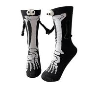 Generisch Chaussettes en forme d'os, chaussettes noires drôles de squelette | Chaussettes de saison effrayantes pour adultes, famille, filles, couples et adolescents