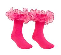 Generisch Chaussettes fines en dentelle de couleur pure avec bord peigné pour enfants, filles, style étudiant, chaussettes de danse 6 à 18