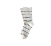 Generisch Chaussettes mi-mollets pour femme - Violet - Style fin - Chaussettes à rayures, beige, taille unique