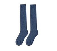 Generisch Chaussettes mollet en laine pour femme - Chaussettes d'hiver avec anneau en laine extra épais pour la chaleur et le tatouage du genou, bleu, taille unique