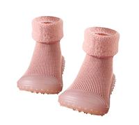 Generisch Chaussettes pour bébé - Semelles souples - Printemps et hiver - Randonnée - Éducation précoce - Raquettes à neige - Chaussettes unies - Survêtement pour tout-petit, Rose, 22.5 EU