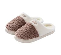 Generisch Chaussons chauds en laine synthétique à mémoire de forme avec doublure en polaire, semelle douce et confortable pour l'hiver, café, 42 EU