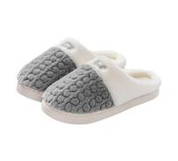Generisch Chaussons chauds en laine synthétique à mémoire de forme avec doublure en polaire, semelle douce et confortable pour l'hiver, gris, 40 EU