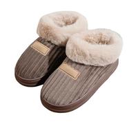 Generisch Chaussons chauds en velours côtelé avec sangle de talon, chaussures confortables pour l'intérieur et l'extérieur pour l'hiver, café, 45 EU