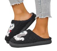 Generisch Chaussons d'automne et d'hiver pour femme - Amusants - Brodés - Mocassins moelleux - En polaire chaude - Mousse à mémoire de forme - Pantoufles douillettes confortables et antidérapantes