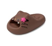 Generisch Chaussons de bain unisexes au design animal ludique en mousse imperméable pour la visite à la piscine intérieure et au balcon confortable, Style R02 marron, 37 EU