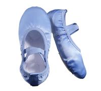 Generisch Chaussons de danse avec semelle en cuir fendu pour enfants et adultes, bleu, 21 EU