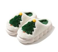 Generisch Chaussons de Noël avec bout fermé, dessous plat, chaussons chauds avec semelle antidérapante, doublure intérieure douillette pour les jours fériés