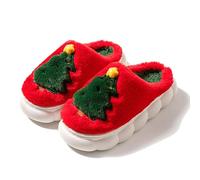 Generisch Chaussons de Noël avec bout fermé, dessous plat, chaussons chauds avec semelle antidérapante, doublure intérieure douillette pour les jours fériés