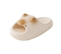 Generisch Chaussons d'été pour femme avec adorables chats - Mules à orteils ouverts - Douces et confortables - Antidérapantes - Confortables, beige, 42 EU