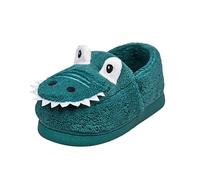 Generisch Chaussons d'hiver chauds en peluche mignon dinosaure chambre maison chaussures d'intérieur chaussons filles 32, bleu, 25 EU