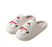 Generisch Chaussons d'hiver confortables pour couples - Motif bonhomme de neige - Semelle souple - Intérieur et extérieur - Doublure en polaire chaude - Confortable, Blanc., 41 EU