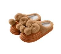 Generisch Chaussons d'hiver confortables pour homme et femme avec nœud - Protection des orteils confortable pour vous et vos couples, marron, 41 EU