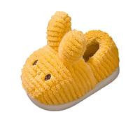 Generisch Chaussons d'hiver mignons et plats doux chauds et confortables en forme de lapin pour femme en peau d'agneau, jaune, 23 EU