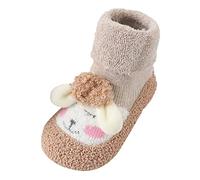 Generisch Chaussons d'intérieur pour bébé - Chaussons mignons et chauds pour nourrissons - Chaussons d'hiver doublés, kaki, 19 EU