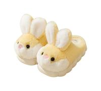 Generisch Chaussons d'intérieur pour enfants 34 filles en peluche plate pour l'hiver bout rond pour garder au chaud Chaussons de lapin Chaussons pour femme 35 38, jaune, 30 EU