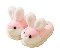 Generisch Chaussons d'intérieur pour enfants 34 filles en peluche plate pour l'hiver bout rond pour garder au chaud Chaussons de lapin Chaussons pour femme 35 38, Rose, 35 EU
