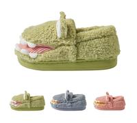 Generisch Chaussons en peluche - Animaux mignons - Pour femme - Chaussons amusants - En peluche - Chauds et solides - En forme de crocodile - Pour l'hiver - En coton thermique - Confortables, vert, 40