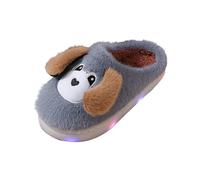 Generisch Chaussons en peluche pour bébé fille avec lumières LED clignotantes, intérieur doux et confortable pour chaussures de sport pour filles, gris, 32 EU