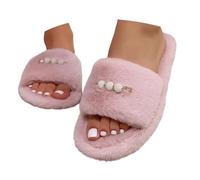 Generisch Chaussons en peluche pour femme - Pantoufles d'intérieur en coton - Pantoufles en feutre - Pour l'hiver - Chaudes - Chaussons en peluche - Pantoufles tendance - Pearl Home - Tongs, O rose