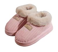 Generisch Chaussons en velours côtelé pour femme avec sangle de talon, chaussures confortables pour l'intérieur et l'extérieur pour l'automne et l'hiver, Rose, 45 EU