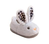 Generisch Chaussons mignons et d'hiver pour fille, plats, doux, chauds et confortables, couleur unie, en forme de lapin, pointure 21, gris, 35 EU