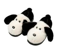 Generisch Chaussons mignons pour filles avec motif chiot, chaussons confortables avec semelle pour plus de chaleur et de confort en hiver., Noir , 28.5 EU