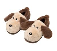 Generisch Chaussons mignons pour filles avec motif chiot, chaussons confortables avec semelle pour plus de chaleur et de confort en hiver., café, 28.5 EU