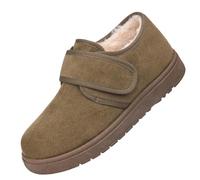 Generisch Chaussons pour femme - Bottes basses doublées - Bottes souples à enfiler - Semelle compensée - Confortables - Pour femme - Bottes d'hiver chaudes pour l'intérieur et l'extérieur, Vert armée