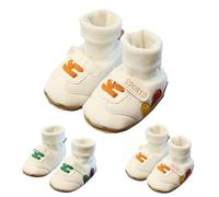 Generisch Chaussons unisexes pour bébé - En tricot - Avec semelle en caoutchouc antidérapante - Pour apprendre à marcher, Orange, 3 mois