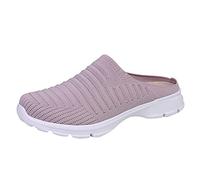 Generisch Chaussures à enfiler pour femme - Ouvertes à l'arrière - Chaussures de randonnée pour femme - Noir - Respirantes - Chaussures plates - Antidérapantes - Chaussures de sport légères
