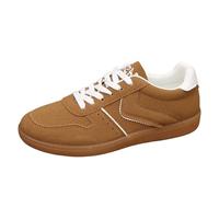 Generisch Chaussures à lacets tendance en daim décontractées et confortables pour la vie quotidienne à enfiler et à marcher, marron, 35 EU