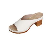 generisch Chaussures à talon noir pour femme - Chaussures de plage avec talon oblique - Creux - Pantoufles décontractées - Chaussures avec semelle oblique - Sandales Dirndl - Bleu, Blanc., 38 EU