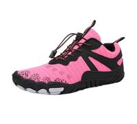 Generisch Chaussures aquatiques plates à bout rond en maille grande taille pour femme - Baskets de fitness polyvalentes à cinq orteils pour randonnée, sport en plein air, Rose, 39 EU