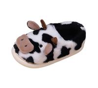 Generisch Chaussures clown pour femme - Hiver - Vache - Fond plat - Chaudes et confortables - En coton - Motif léopard, Blanc., 43 EU