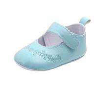 Generisch Chaussures d'apprentissage en cuir pour bébé - Unisexe - Antidérapantes - Couleur unie - Légères - Confortables - Pieds nus, bleu, 20.5 EU