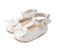 Generisch Chaussures d'apprentissage pour bébé fille - Avec nœud papillon brillant - Semelle souple - Chaussures de soirée, Blanc., 20.5 EU XX-Large