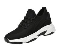 Generisch Chaussures d'ascenseur pour homme, 6/8/10 cm, invisibles, pour rehausser la hauteur, baskets respirantes, chaussures de jogging, chaussures de course sur route, chaussures de marche, Noir