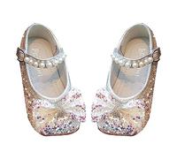Generisch Chaussures de ballet pour fille - Princesse Sparkly Pearl - Petite et grande fille - Mary Jane - Mariage - École - 33, argenté, 27 EU