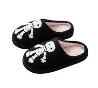Generisch Chaussures de costume traditionnel pour femme - Pantoufles en coton imprimées pour hommes et femmes - Chaussons chauds pour la maison - Bleu Rome, Noir , 41 EU