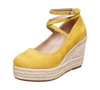 Generisch Chaussures de danse à plateforme pour femme avec grosses lanières - Chaussures traditionnelles à talons pour mariage - Chaussures de fête élégantes et confortables - Semelle compensée