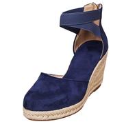 Generisch Chaussures de danse à plateforme pour femme - Élégantes chaussures d'été à talons hauts avec lanières - Hauteur du talon confortable pour les occasions festives, bleu, 36 EU