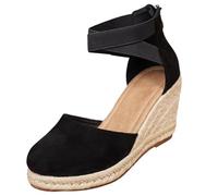 Generisch Chaussures de danse à plateforme pour femme - Élégantes chaussures d'été à talons hauts avec lanières - Hauteur du talon confortable pour les occasions festives, Noir , 35 EU
